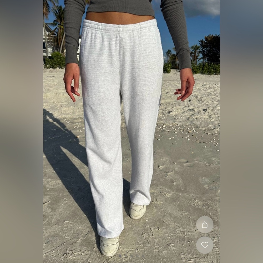 Brandy Melville /John Galt ANASTASIA THERMAL SWEATPANTS Light Gray